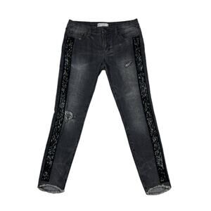 Free People Black Beaded Skinny Jeans | Size 27